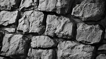 Fototapeta premium Textured Stone Wall Background in Monochrome with Detail and Depth