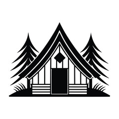 simple hut silhouette vector logo icon.