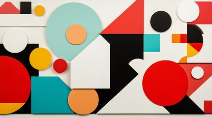 Abstract Geometric Composition Colorful Circles Shapes