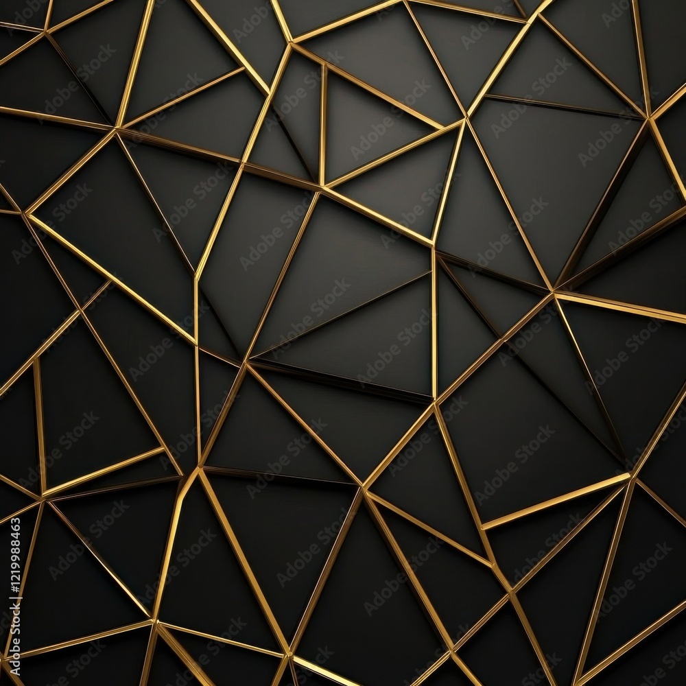 Poster intricate geometric patterns in metallic tones creating a striking abstract design