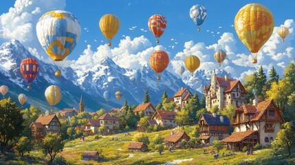 Fototapeta premium Ethereal Haven: Surreal Dreamscape with Vibrant Floating Islands in Hyper-Realistic Style