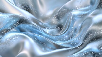 Shimmering blue silk drapes, galaxy background, elegant design