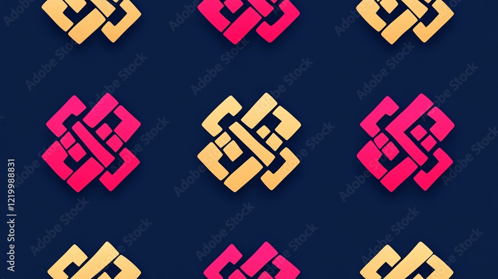 Poster abstract geometric pattern design with interlocking shapes
