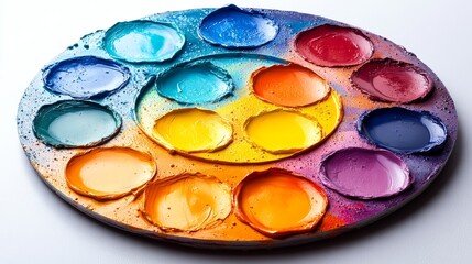 Naklejka premium Harmonious Symmetry of Colorful Circular Palettes in Array