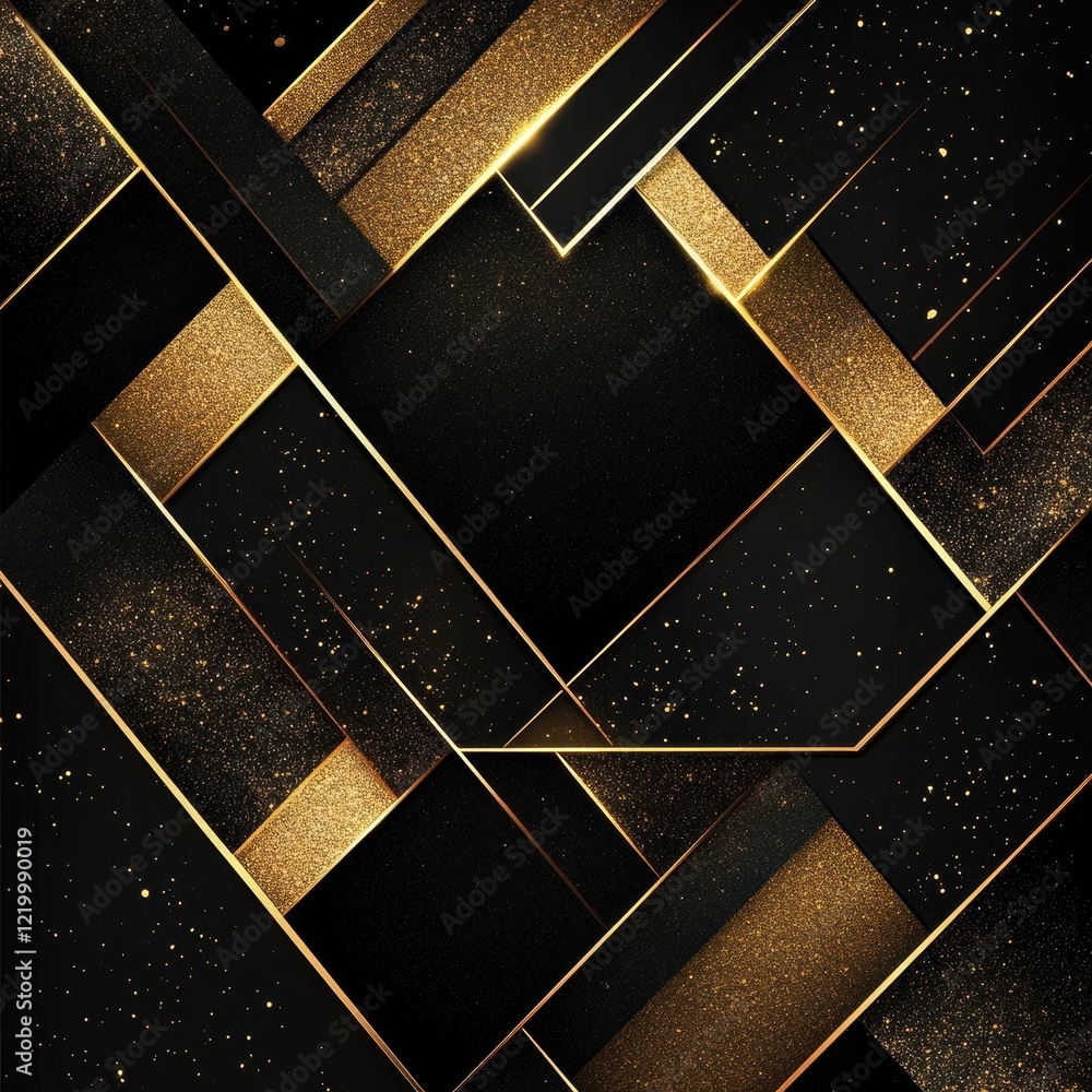 Poster mesmerizing geometric abstract mosaic design in elegant dark and golden tones