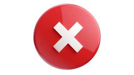 Fototapeta premium Red circle with an X inside representing the iconic close button for the 'Ex Bharal' app. Isolated on a white background