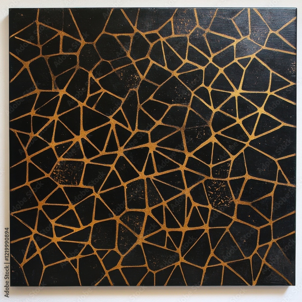 Poster mesmerizing abstract fractal pattern with glowing orange geometric shapes on dark background