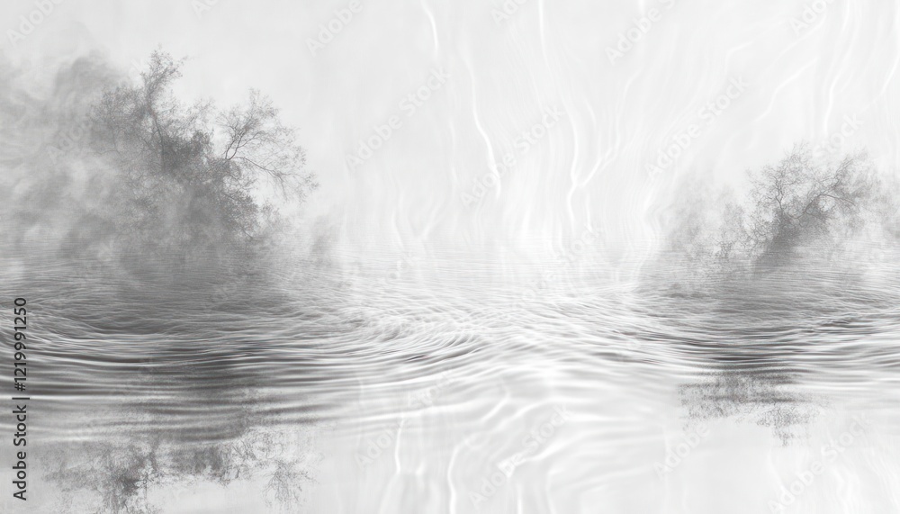Aufkleber calm water surface texture with soft light reflections and subtle ripples in minimalistic style