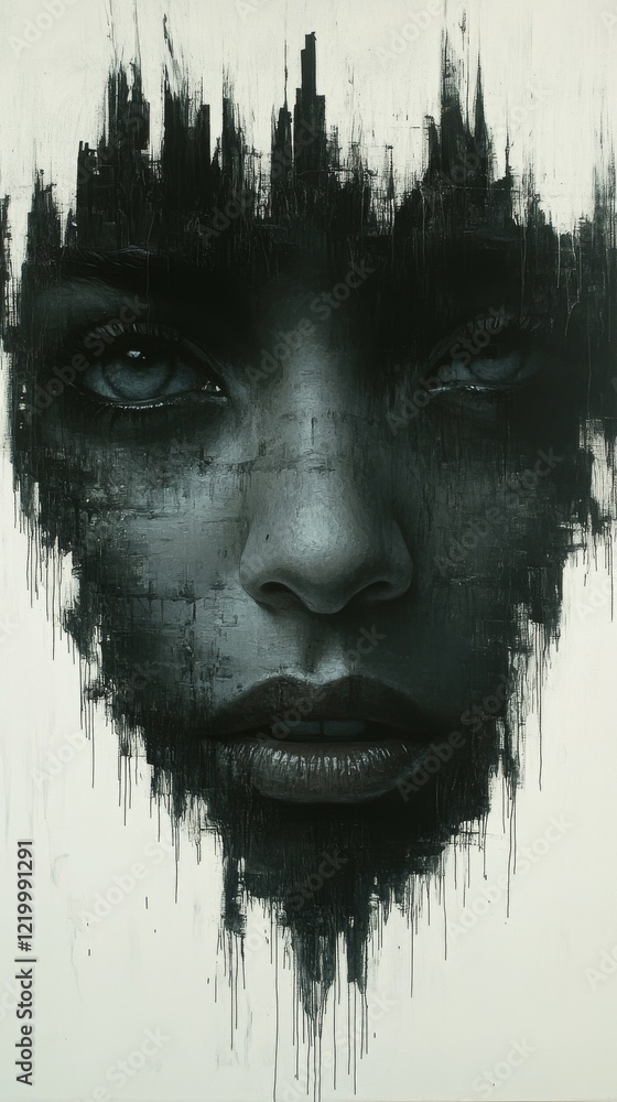 Poster ethereal interplay of dissolving grey paint patterns in abstract digital art