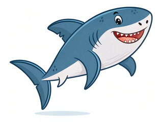 Obraz premium shark cartoon isolated on white. shark, fish, sea, animal, cartoon, vector, dolphin, illustration, ocean, white, water, fin, isolated, underwater, predator, blue, swimming, teeth, danger, jaws, nature