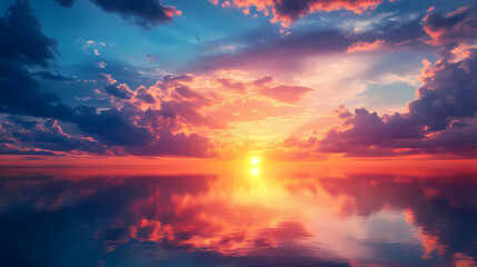 A twilight realm where dusk and dawn meet, ruled by gods of balance and time, with glowing skies and distant, eternal sunsets. Eternal Dawn. Illustration