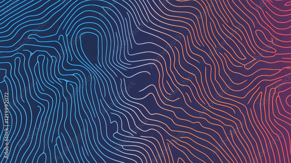 Poster abstract gradient linescape blue red wave pattern design