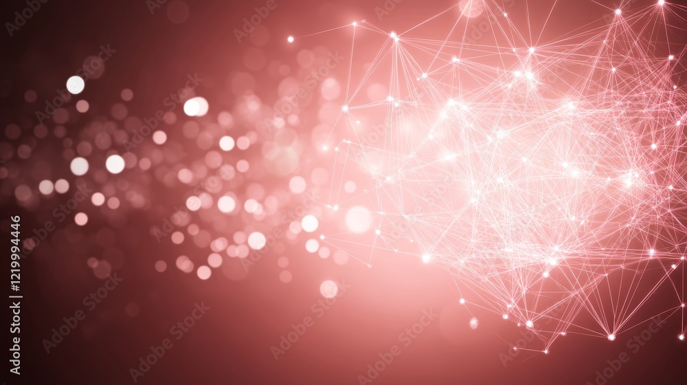Aufkleber abstract network connections red bokeh background