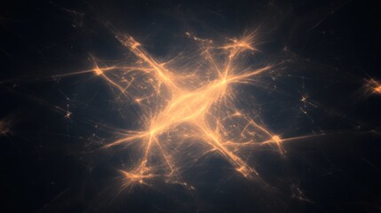 Abstract Neural Network Glowing Orange Filaments