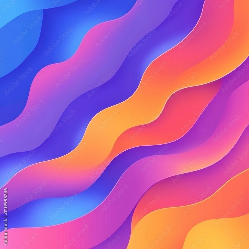 Poster vibrant abstract wavy gradient patterns forming mesmerizing digital art background
