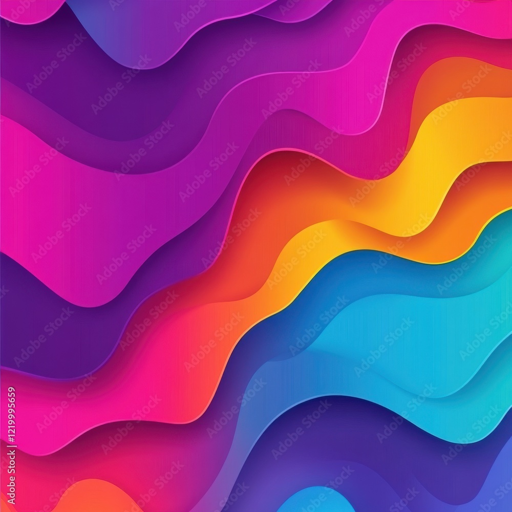 Poster vibrant colorful abstract wave patterns with flowing curves and dynamic gradients