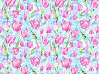 チューリップのシームレスパターン　A-2'