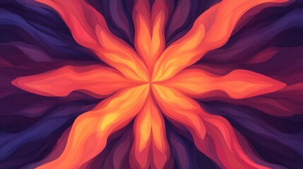 Abstract Orange Flame Flower Mandala Design