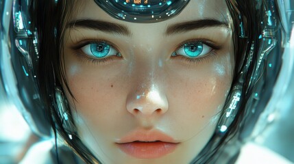 Futuristic Humanoid Robot Concept Art with Smooth Gradients