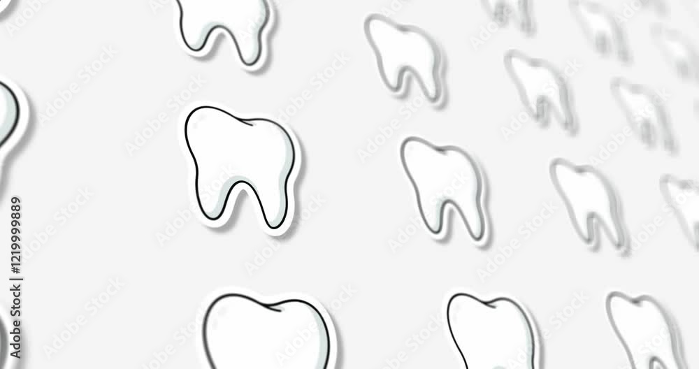 Poster tooth pattern with movement on black and white background
