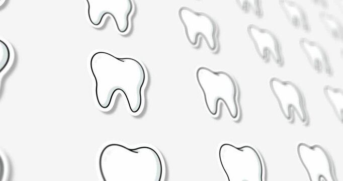Tooth pattern with movement on black and white background