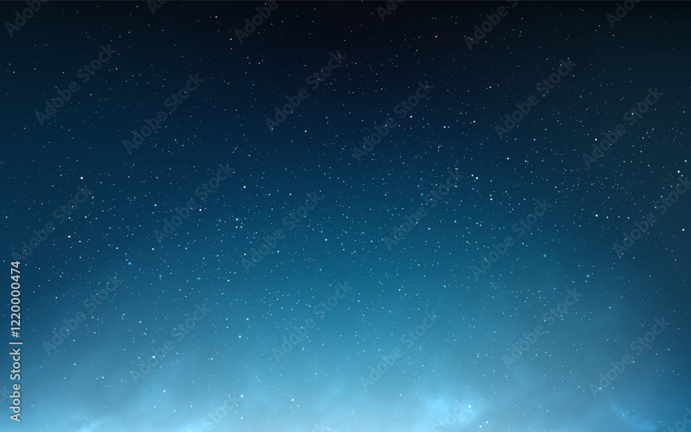 Wall mural night background. beautiful sky wallpaper with stars. clouds with glowing effect. magic stardust tex