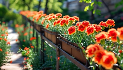 Vibrant flower blooming event in urban garden nature photography serene environment close-up view