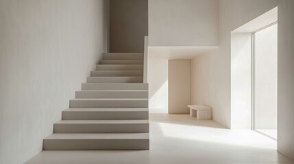 Obraz premium A minimalist home design with clean lines, neutral tones, and natural light creating a serene atmosphere