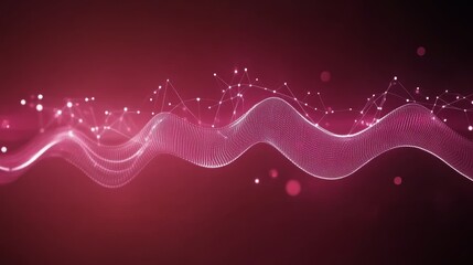 Abstract Pink Wave Digital Network Visualization
