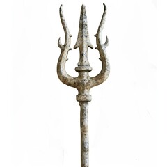 Obraz premium A decorative trident with a textured surface, likely used as a symbolic or ceremonial object. isolated on white background