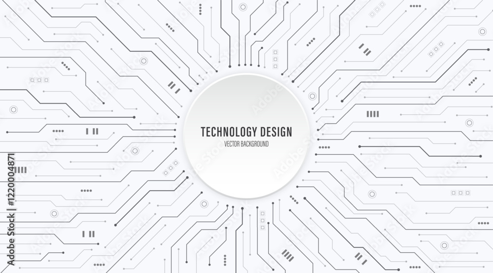 Poster black and white circuit board background. high-tech circuit board digital technology. top view elect