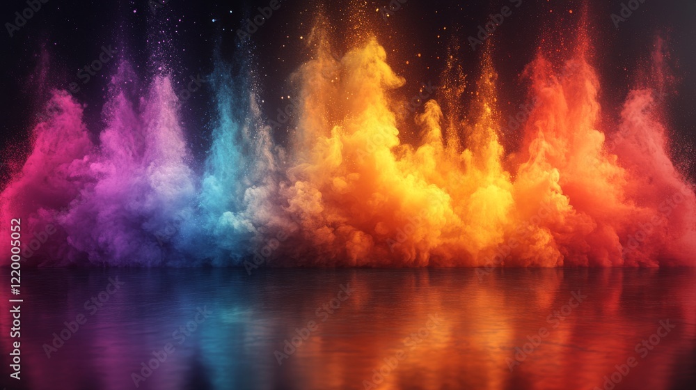 Poster exploding hues: a dynamic display of abstract expression