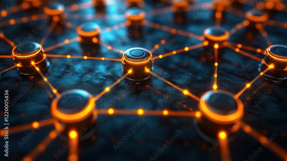 Aufkleber network connection abstract: illuminated nodes and interconnections