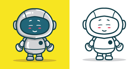 a Cute robot for a mascot for an Artificial intelligence symbol, logo, or design element