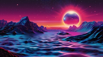 Fototapeta premium A futuristic, retro-inspired landscape.