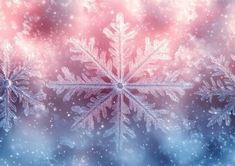 Elegant Christmas Card Design with Intricate Snowflake Patterns and Pastel Borders for Winter Celebrations