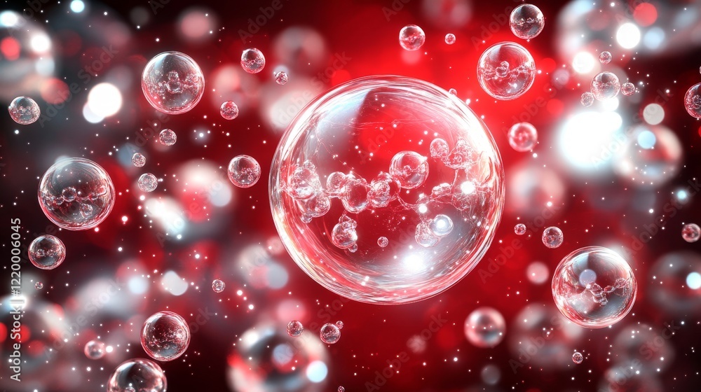 Poster abstract red bubbles molecular structure visualization