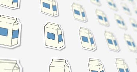 Milk carton pattern with horizontal movement on black and white background
