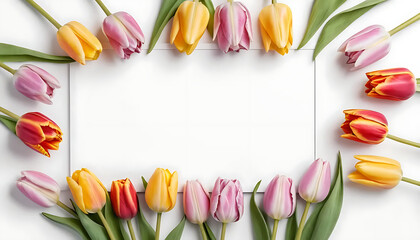 Colorful Tulips Frame Blank Card Spring Flowers