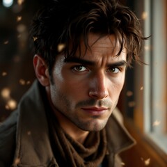 Intense Gaze: A Portrait of a Man with a Determined Expression