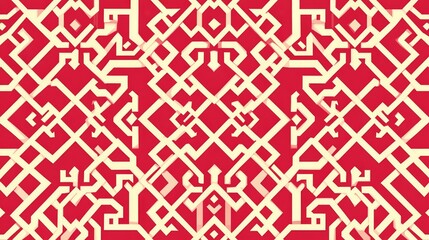 Abstract Red Geometric Pattern Design Textile