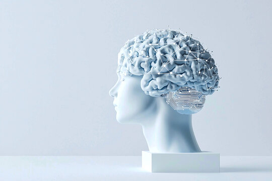 An abstract brain of data nodes and lines, reflecting neural network inspired intelligence