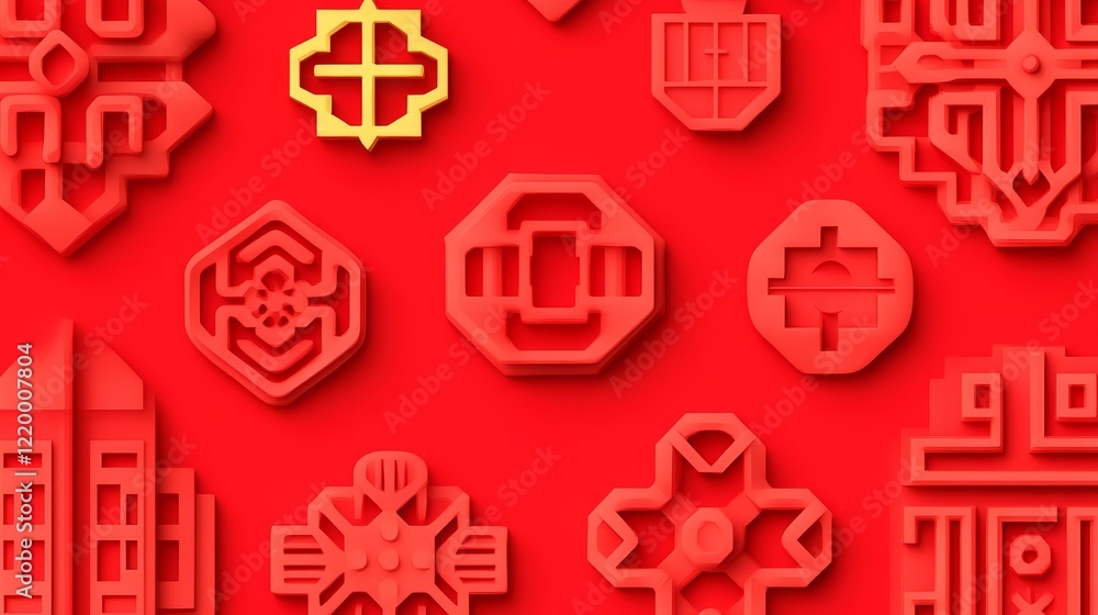 Poster abstract red geometric shapes pattern design