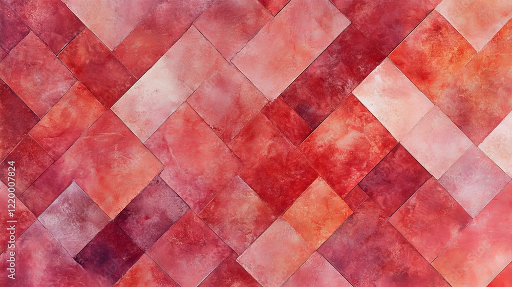 Aufkleber abstract red geometric tile pattern design