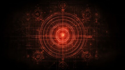 Obraz premium Abstract Red Glowing Circular Technological Design