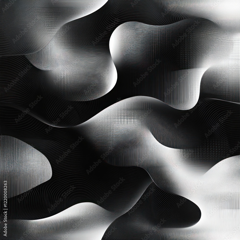 Poster black and white geometric pattern with abstract shapes and lines in a retro style