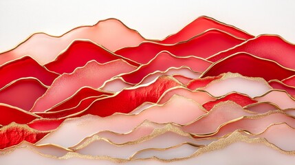 Abstract Red Gold Mountain Art Decor Wall Hanging
