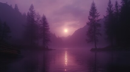 Fototapeta premium Serene Sunrise in Hyper-Realistic Majestic Mountain Range with Minimal Noise
