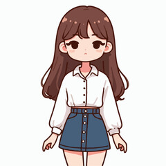 Korean style female cartoon vector illustration