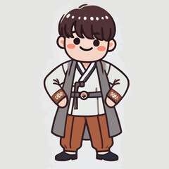 Obraz premium Korean oppa cartoon vector illustration